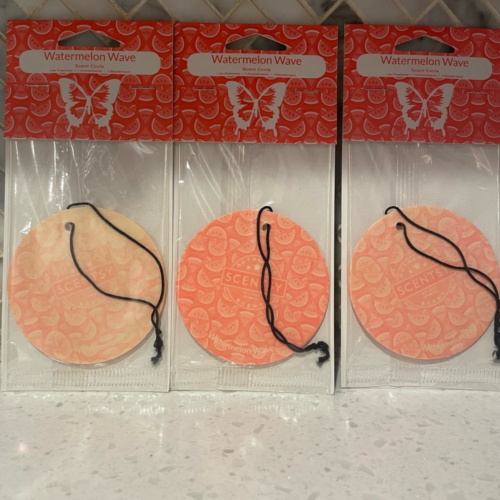 Scentsy Scent Car Freshners Set Of 3 New Sealed Watermelon Wave